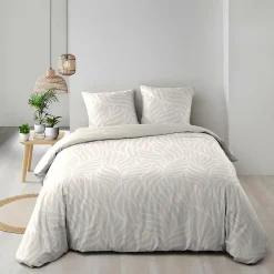 Douceur D'Intérieur Housse de couette 240 x 220 cm imprimée 57 fils MORGANE Naturel 2 taies incluses Sale