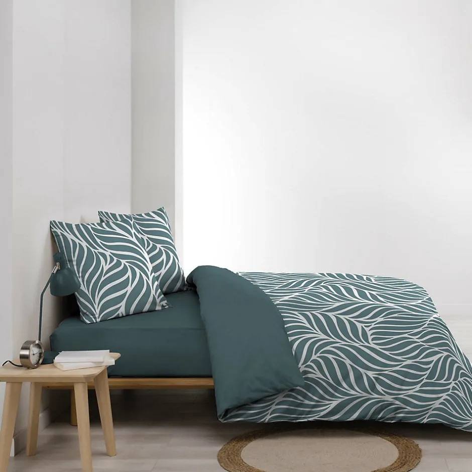 Douceur D'Intérieur Housse de couette 240 x 220 cm imprimée 57 fils MORGANE Bleu 2 taies incluses