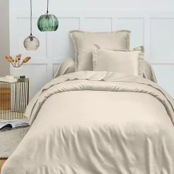 Coton Pur Housse de couette 140 x 200 cm "Prémium" pour lit 1 place - Prémium Sable Best