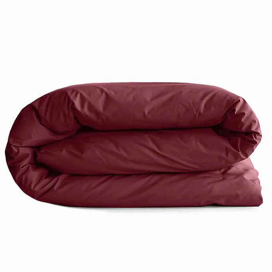 Coton Pur Housse de couette 140 x 200 cm "Prémium" pour lit 1 place - Prémium Grenat
