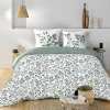 Douceur D'Intérieur Housse de couette 240 x 220 coton naturel 57 fils MAIWEN Sauge + 2 taies Hot