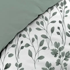 Douceur D'Intérieur Housse de couette 240 x 220 coton naturel 57 fils MAIWEN Sauge + 2 taies Hot