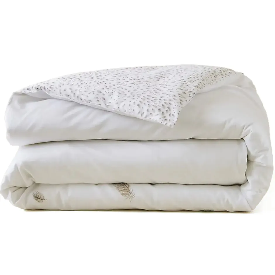 Linnea Housse de couette brodée 200x200 cm en satin de coton NINA blanc