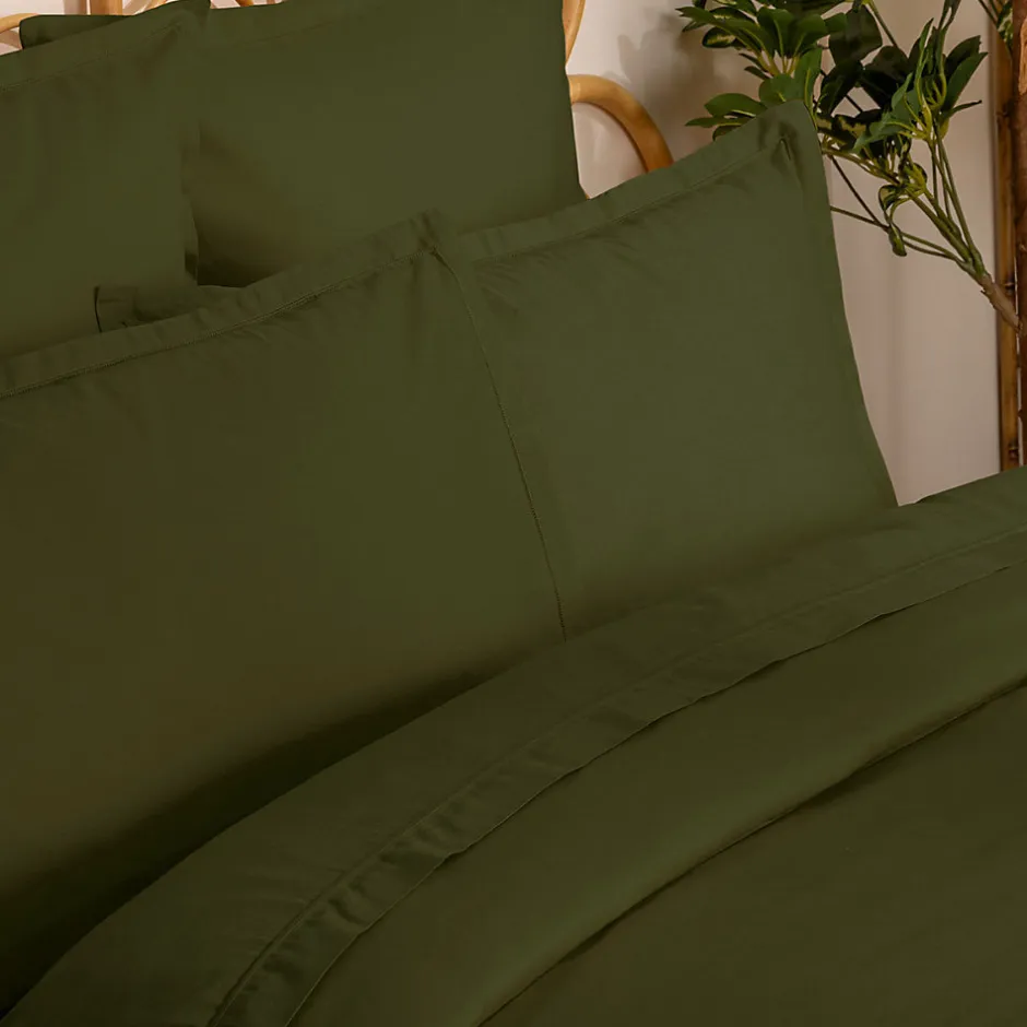 Atmosphera Créateur D'Intérieur Housse de couette Carina coton 240x220cm vert kaki - Atmosphera