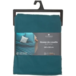Atmosphera Créateur D'Intérieur Housse de couette en coton - bleu canard 240x220 cm - Atmosphera