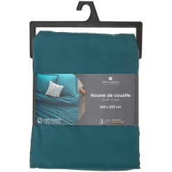 Atmosphera Créateur D'Intérieur Housse de couette en coton - bleu canard 240x220 cm - Atmosphera