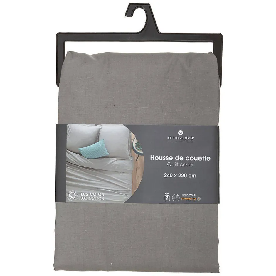Atmosphera Créateur D'Intérieur Housse de couette en coton - gris 240x220 cm - Atmosphera