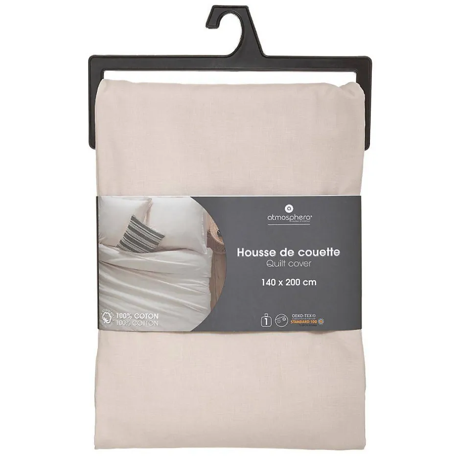 Atmosphera Créateur D'Intérieur Housse de couette en coton - lin 140x200 cm - Atmosphera Discount