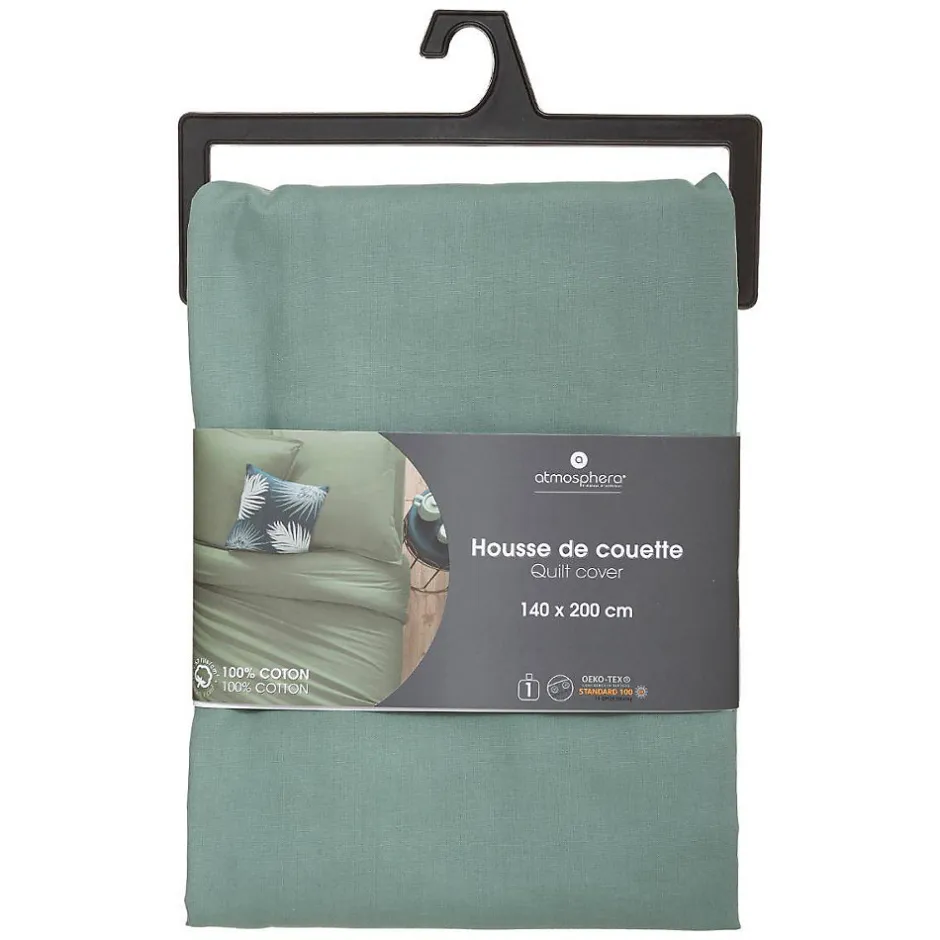 Atmosphera Créateur D'Intérieur Housse de couette en coton - vert céladon 140x200 cm - Atmosphera
