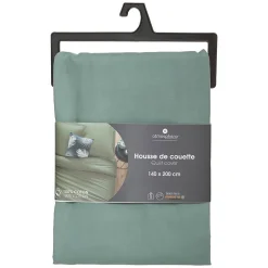 Atmosphera Créateur D'Intérieur Housse de couette en coton - vert céladon 140x200 cm - Atmosphera