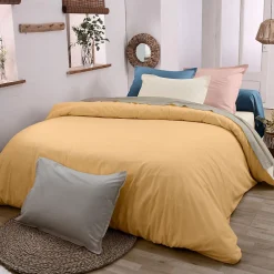 Tradilinge Housse de couette en coton biologique (200x200 cm - Jaune)
