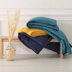 Atmosphera Créateur D'Intérieur Housse de couette en coton - jaune moutarde 140x200 cm - Atmosphera Outlet