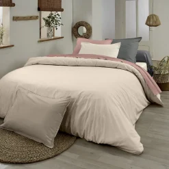 Tradilinge Housse de couette en coton biologique (260x240 cm - Sable)