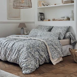 Tradilinge Housse de couette en percale esprit cocooning (240x220 cm - Gris)