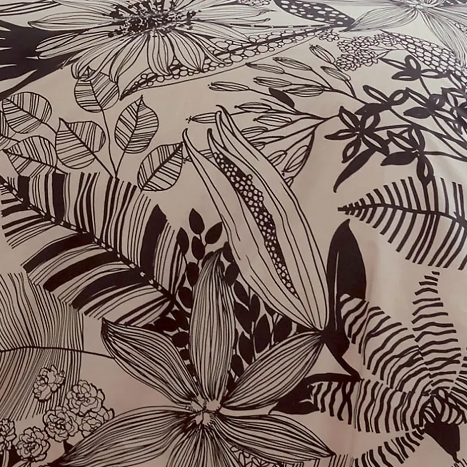 Tradilinge Housse de couette en percale aux impressions noires (240x220 cm - Beige) Hot