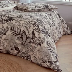 Tradilinge Housse de couette en percale aux impressions noires (240x220 cm - Beige) Hot
