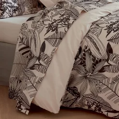 Tradilinge Housse de couette en percale aux impressions noires (240x220 cm - Beige) Hot