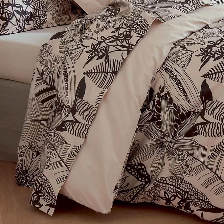 Tradilinge Housse de couette en percale aux impressions noires (240x220 cm - Beige) Hot