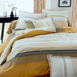 Tradilinge Housse de couette en percale de coton au style ethnique chic (300x240 cm - Jaune)
