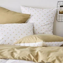 Tradilinge Housse de couette en percale au style géométrique (280x240 cm - Beige)