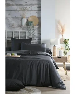 Eden Housse de couette en percale de coton uni Elysée Discount