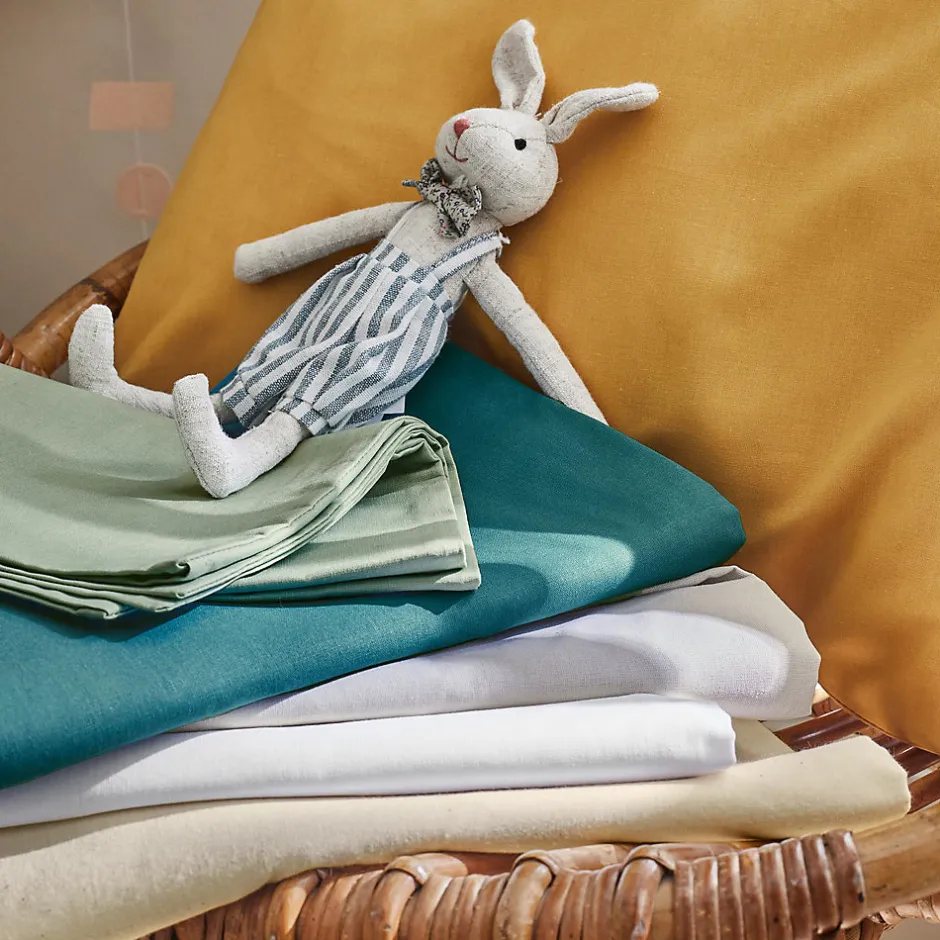 Tradilinge Housse de couette enfant uni (100x140 cm - Vert tilleul)