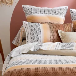 Tradilinge Housse de couette esprit géométrique en coton (260x240 cm - Cuivre)
