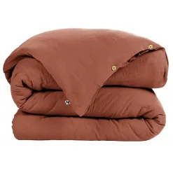 L'Effet Papillon Housse de couette "Gaïa" toutes dimensions "Gaze de Coton" - Gaïa Terracotta - Housse de couette 140 x 200 cm Discount