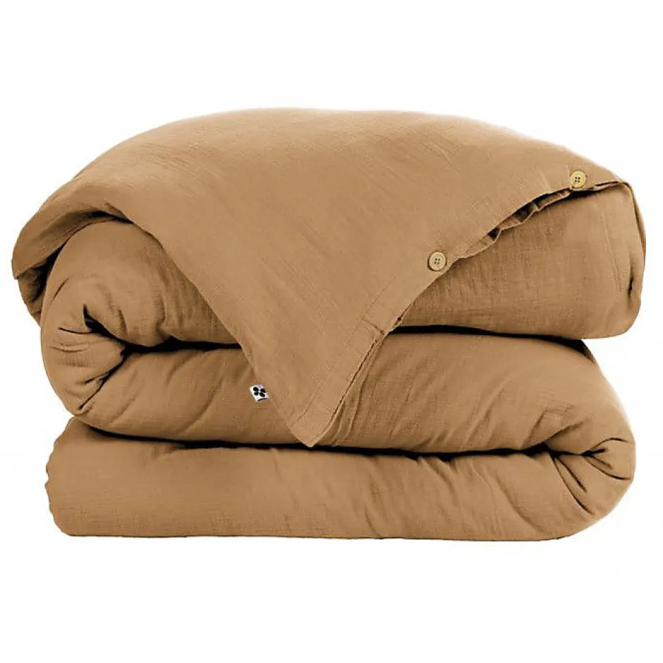 L'Effet Papillon Housse de couette "Gaïa" toutes dimensions "Gaze de Coton" - Gaïa Camel - Housse de couette 240 x 220 cm