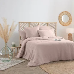 Atmosphera Créateur D'Intérieur Housse de couette Linah - rose - lin lavé 260x240 cm - Atmosphera