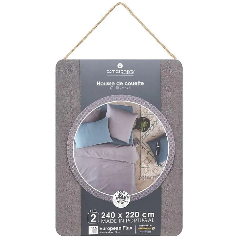 Atmosphera Créateur D'Intérieur Housse de couette Linah - gris - lin lavé 240x220 cm - Atmosphera