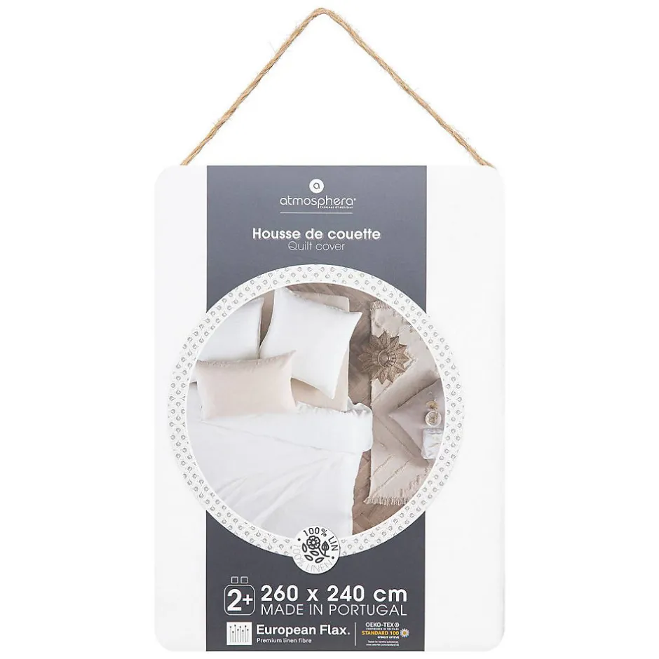 Atmosphera Créateur D'Intérieur Housse de couette Linah - blanc - lin lavé 260x240 cm - Atmosphera