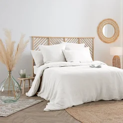 Atmosphera Créateur D'Intérieur Housse de couette Linah - blanc - lin lavé 260x240 cm - Atmosphera