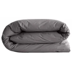 Vent Du Sud Housse de couette "Manoir" percale pur coton peigné longues fibres 80 fils/cm² - Ardoise - Housse de couette 140 x 200