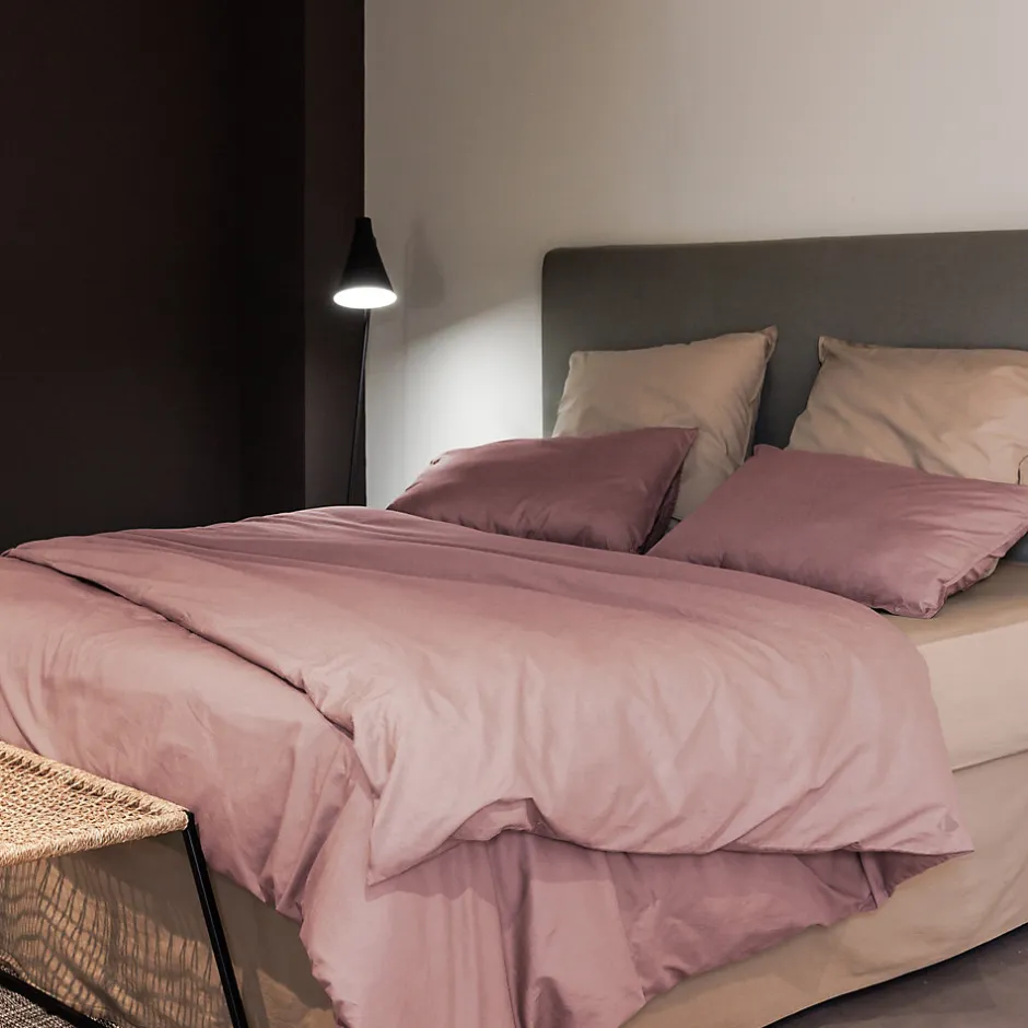 Linnea Housse de couette PALACE pur coton lavé 240x220 cm uni rose