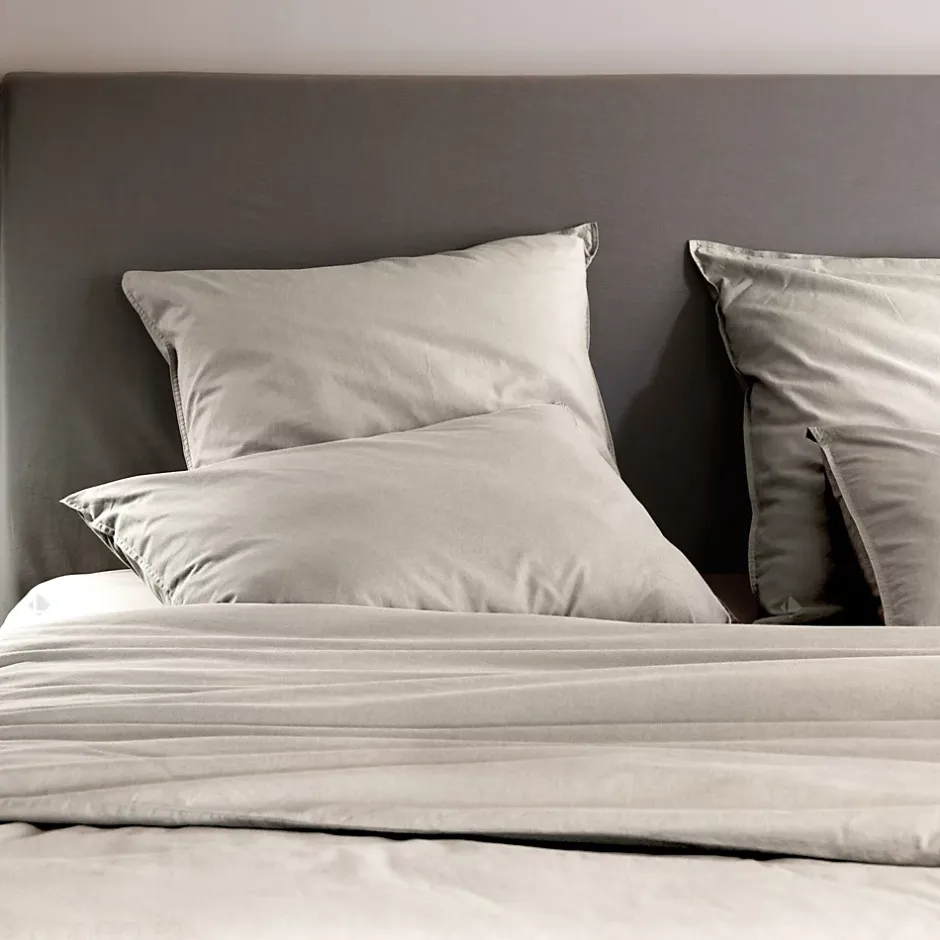 Linnea Housse de couette PALACE pur coton lavé 260x240 cm uni beige lin Outlet