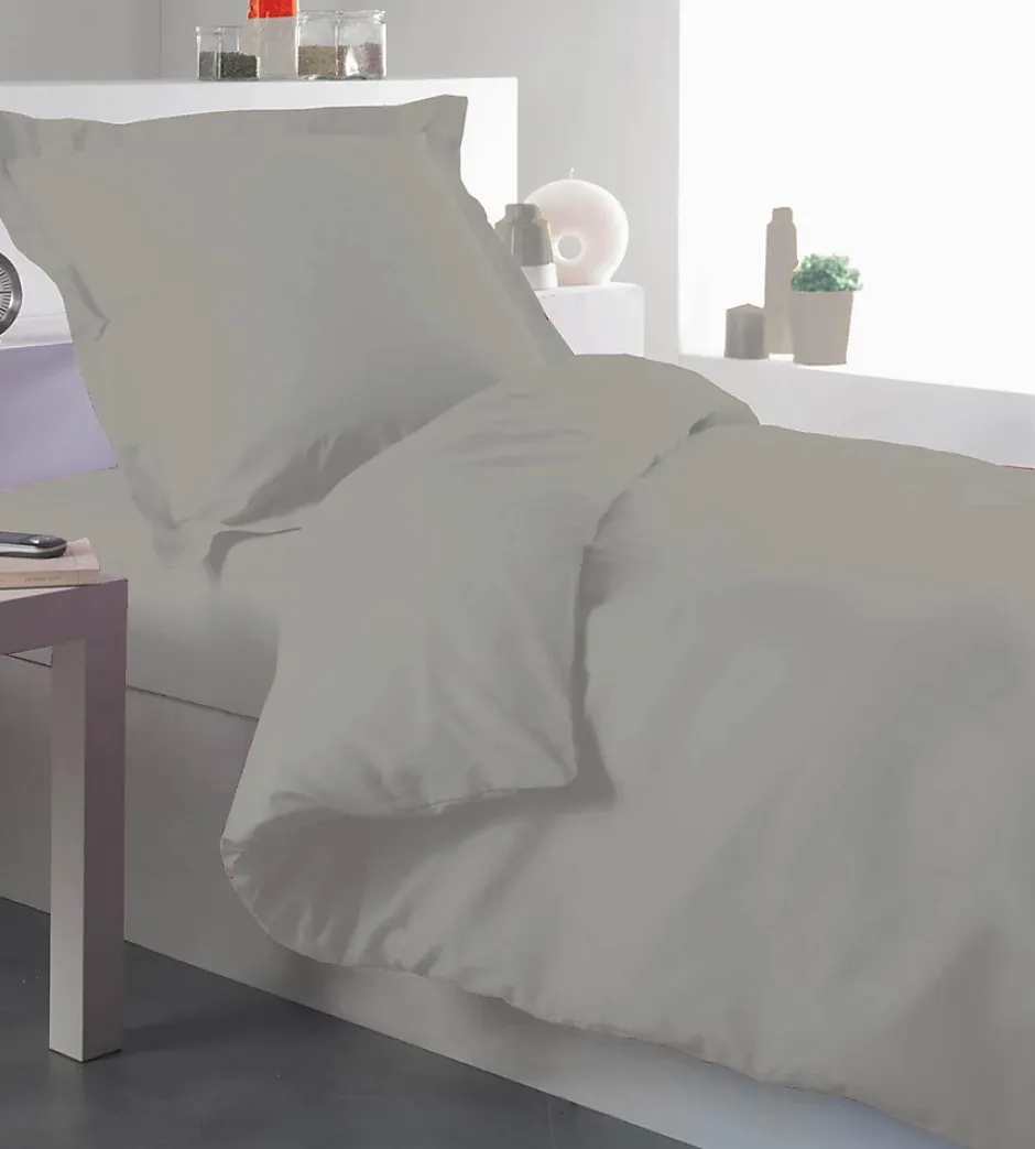 Tradilinge Housse de couette percale 140 x 200 cm unie (140x200 cm - Taupe) Online