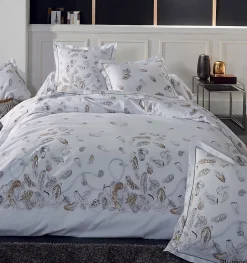 Tradilinge Housse de couette plumes à imprimés plumes (240x220 cm - Blanc)