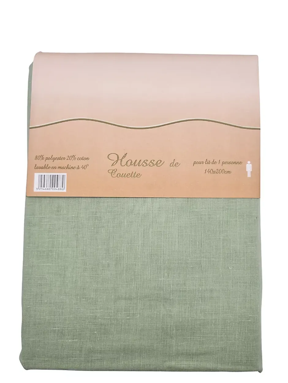 Mortreux Housse de couette Polycoton Verte - 1 personne 140 x 200 - 488-2 New