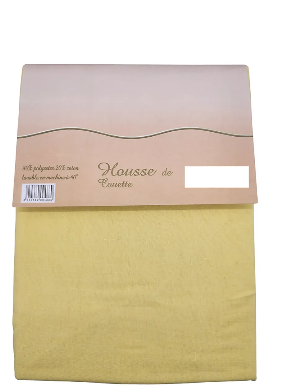 Mortreux Housse de couette Polycoton Jaune - 2 personnes 220 x 240 - Toutes saisons -
