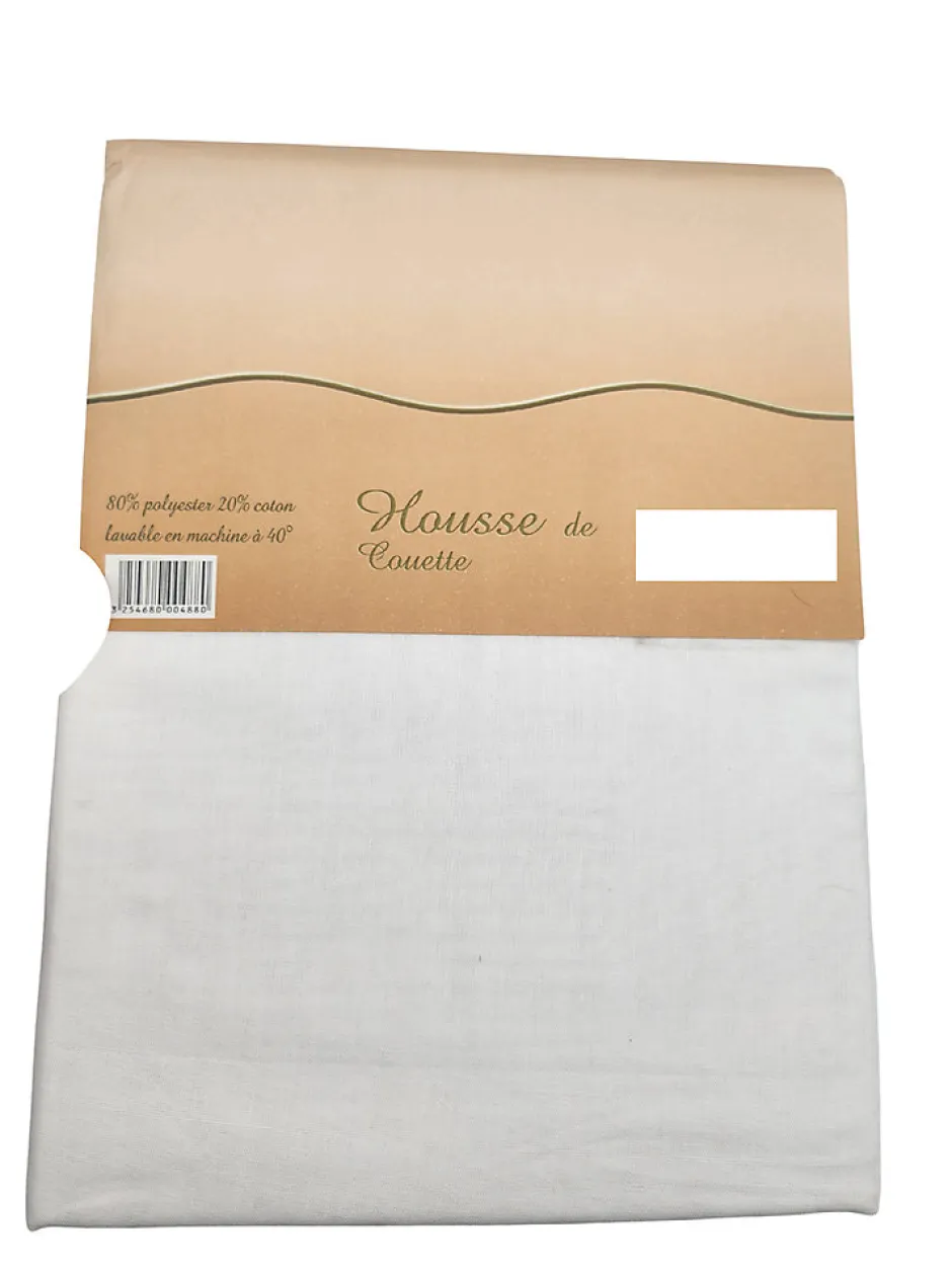 Mortreux Housse de couette Polycoton Blanc - 2 personnes 220 x 240 - Toutes saisons -