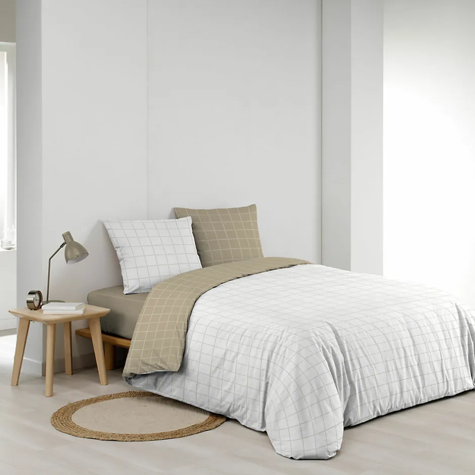 Douceur D'Intérieur Housse de couette réversible 240 x 220 cm + 2 taies CADRIA 100% coton 57 fils