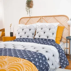 Cote Deco Housse de couette réversible 200x200 KERITA + 2 taies 100% coton adouci 57 fils/cm2