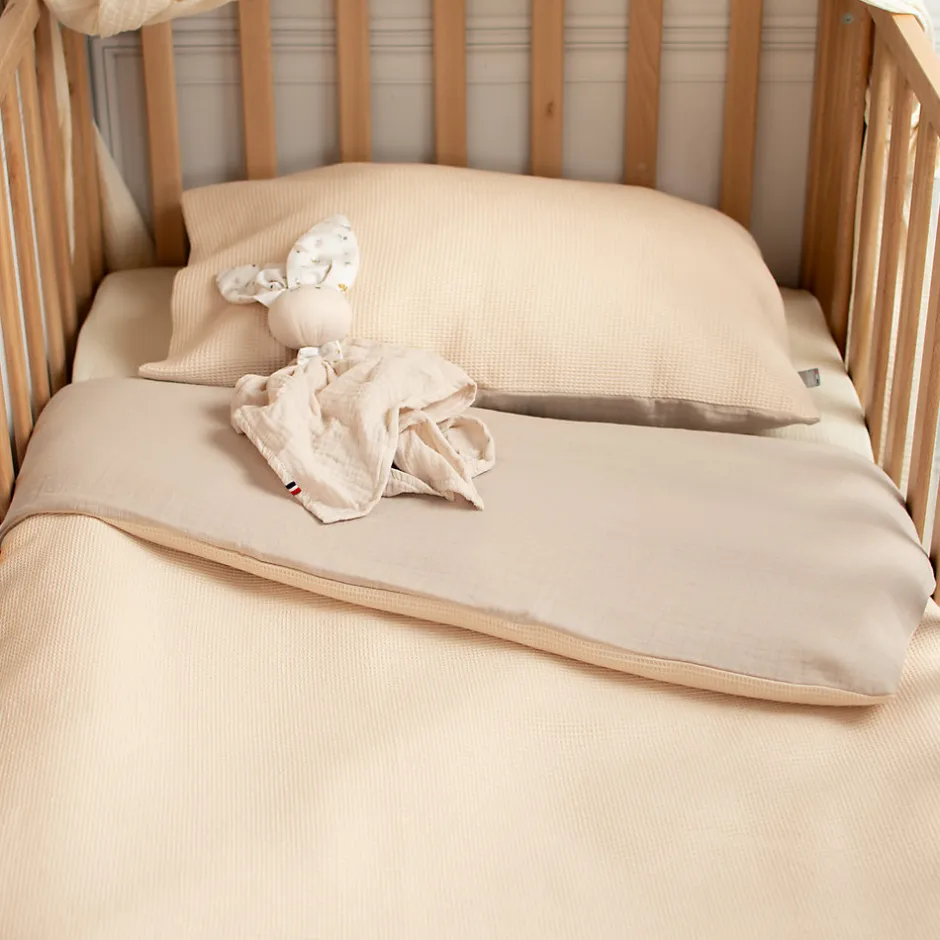 Sevira Kids Housse de couette réversible gaze de coton & nid d'abeille