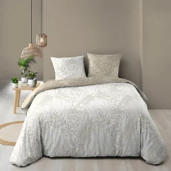 Douceur D'Intérieur Housse de couette réversible 260 x 240 cm coton 57 fils Cassia