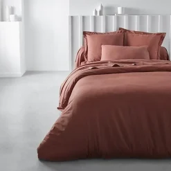 Todays Tools Housse de couette TODAY Essential - 220 x 240 cm - 2 personnes - 100% Coton uni - Terracotta New