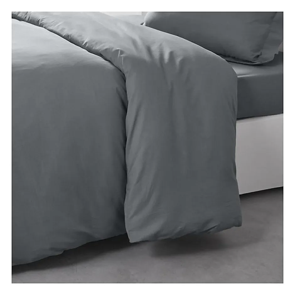 Todays Tools Housse de couette TODAY Essential - 140 x 200 cm - 1 personne - 100% Coton uni - Acier