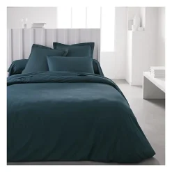 Todays Tools Housse de couette TODAY Essential - 220 x 240 cm - 2 personnes - 100% Coton uni - Paon