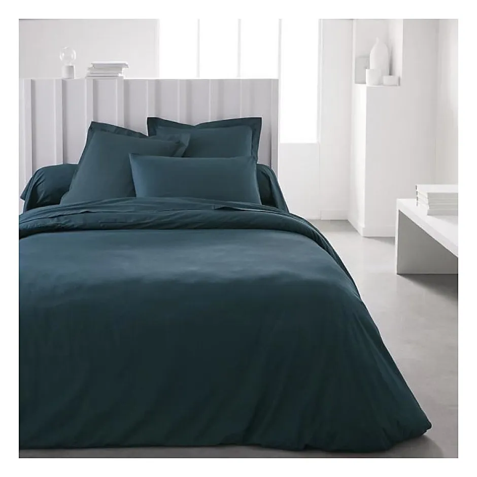 Todays Tools Housse de couette TODAY Essential - 220 x 240 cm - 2 personnes - 100% Coton uni - Paon