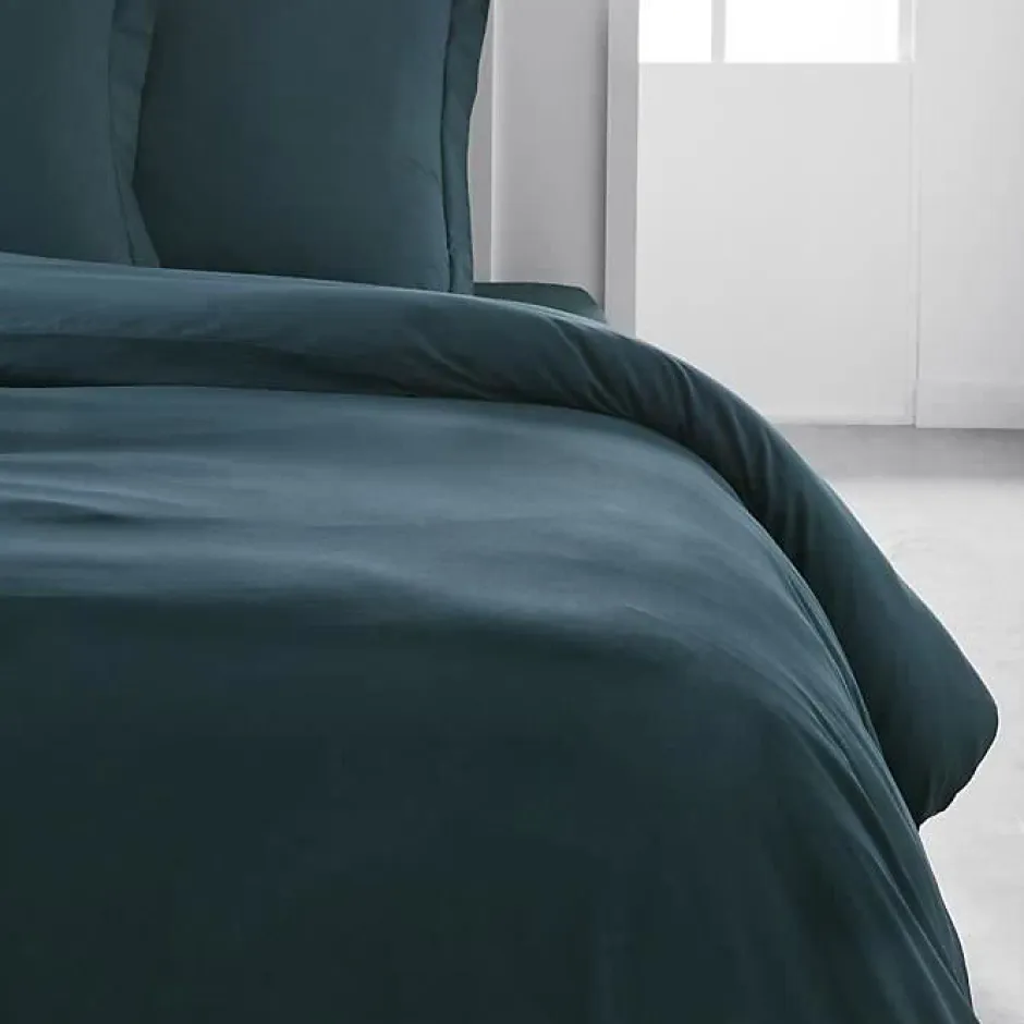 Todays Tools Housse de couette TODAY Essential - 220 x 240 cm - 2 personnes - 100% Coton uni - Paon
